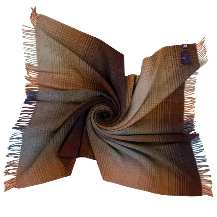 Prince of Scots - Wholesale Throw Blanket - Highland Tweeds Shetland Lambswool Ombre Throw (Burgundy) 5