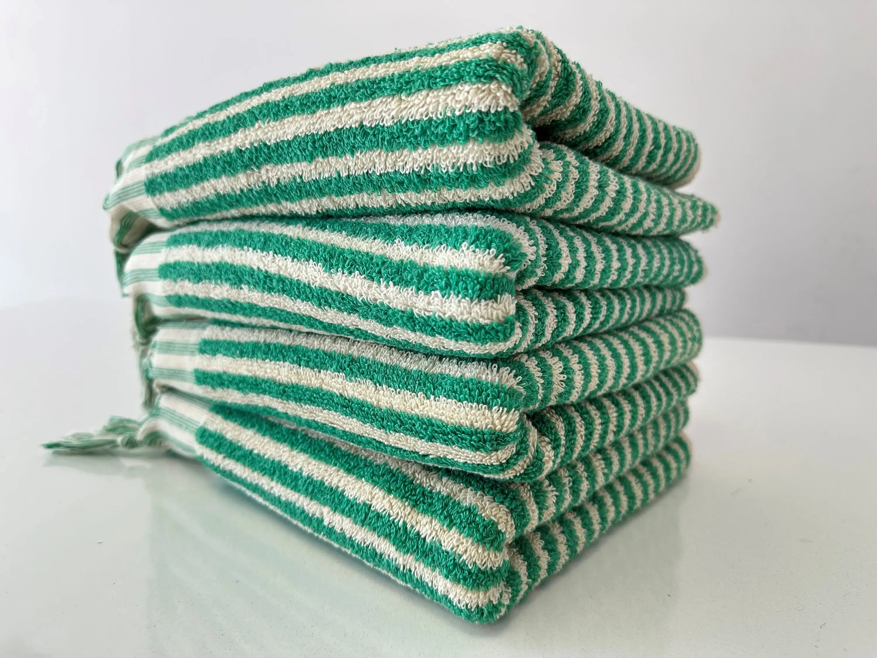 YURTLUS - Wholesale Hand Towel - Organic Stripes Series - Hand Towel 18x 37,Soft Thick Towel, Kitchen Towel - Green1