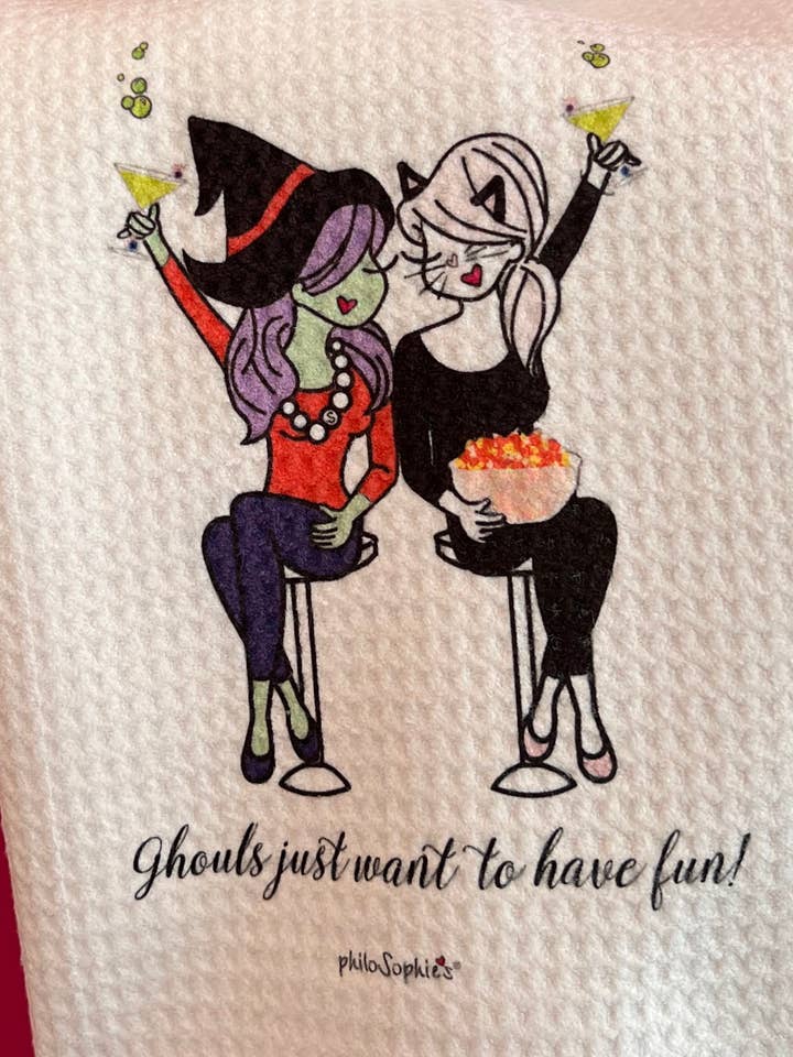 Halloween, asciugamano a nido d'ape «Ghouls», canovaccio Friendship per la vendita all'ingrosso da parte di philoSophie's Stationery & Gifts