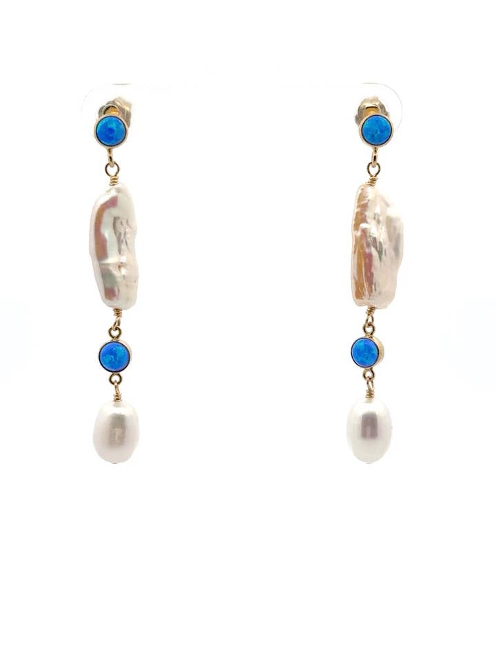 Ozeanfeuer-Perlen-Opal-Tropfenohrringe für den Großhandel von Human Design Studios