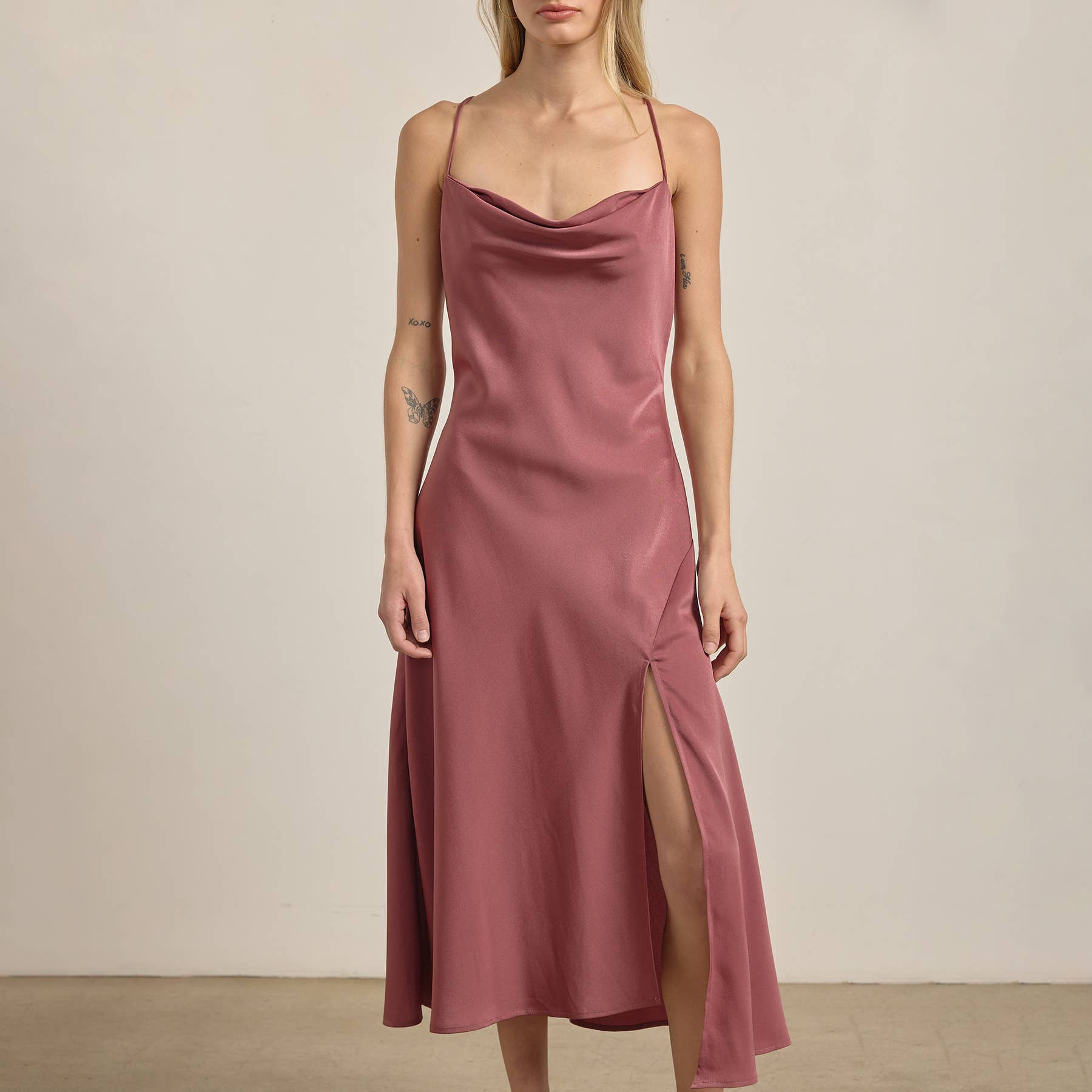 RAISONNEL - Wholesale Dress - Women's - Satin Drape Slip Dress - RD12025