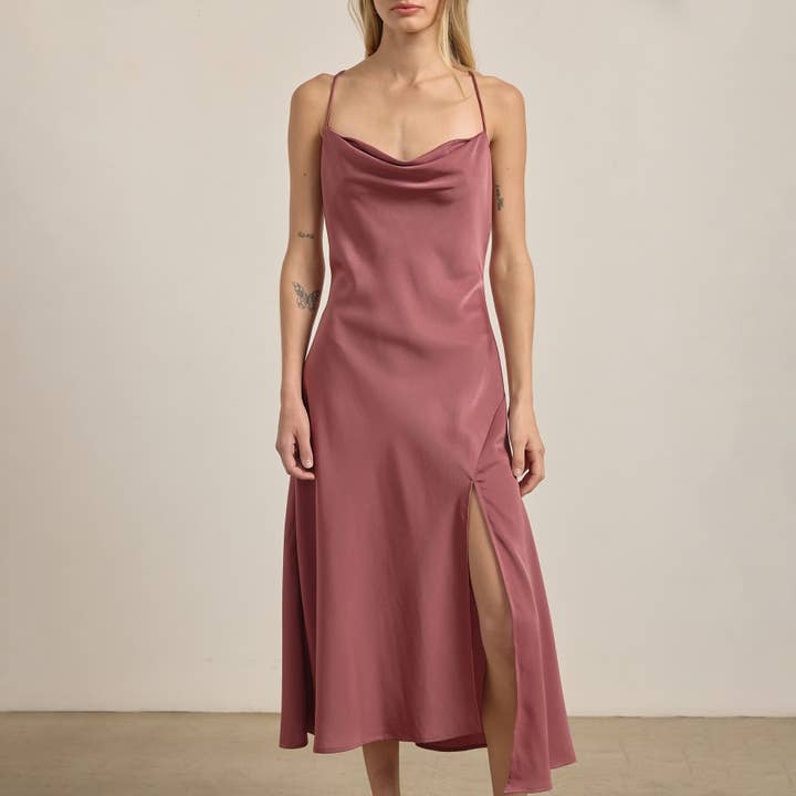 RAISONNEL - Wholesale Dress - Women's - Satin Drape Slip Dress - RD12025