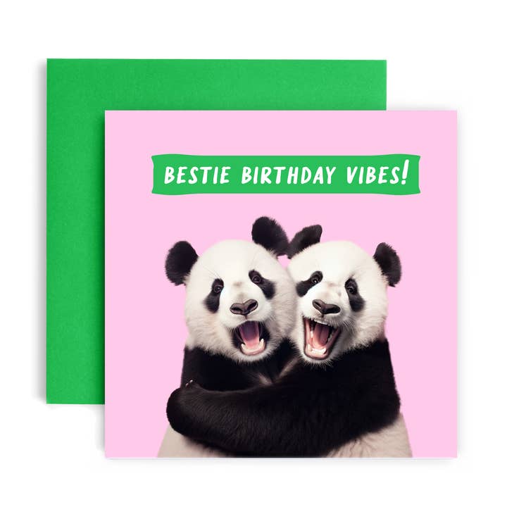 Panda Bestie Birthday Card for wholesale by Huxters