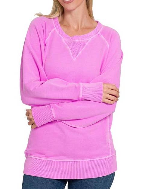 Vanilla Monkey - Wholesale Sweatshirt - Women's - Pigment Dyed French Terry Pullover with Pockets