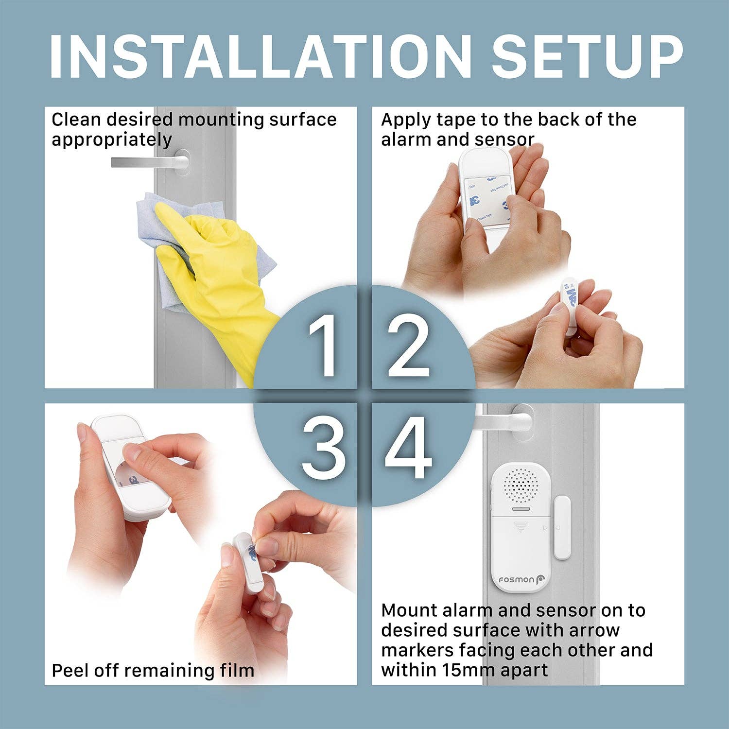 Fosmon – wholesale Safety alarm/gear – Wireless Anti-Theft Burglar Alarm with 130dB Siren5