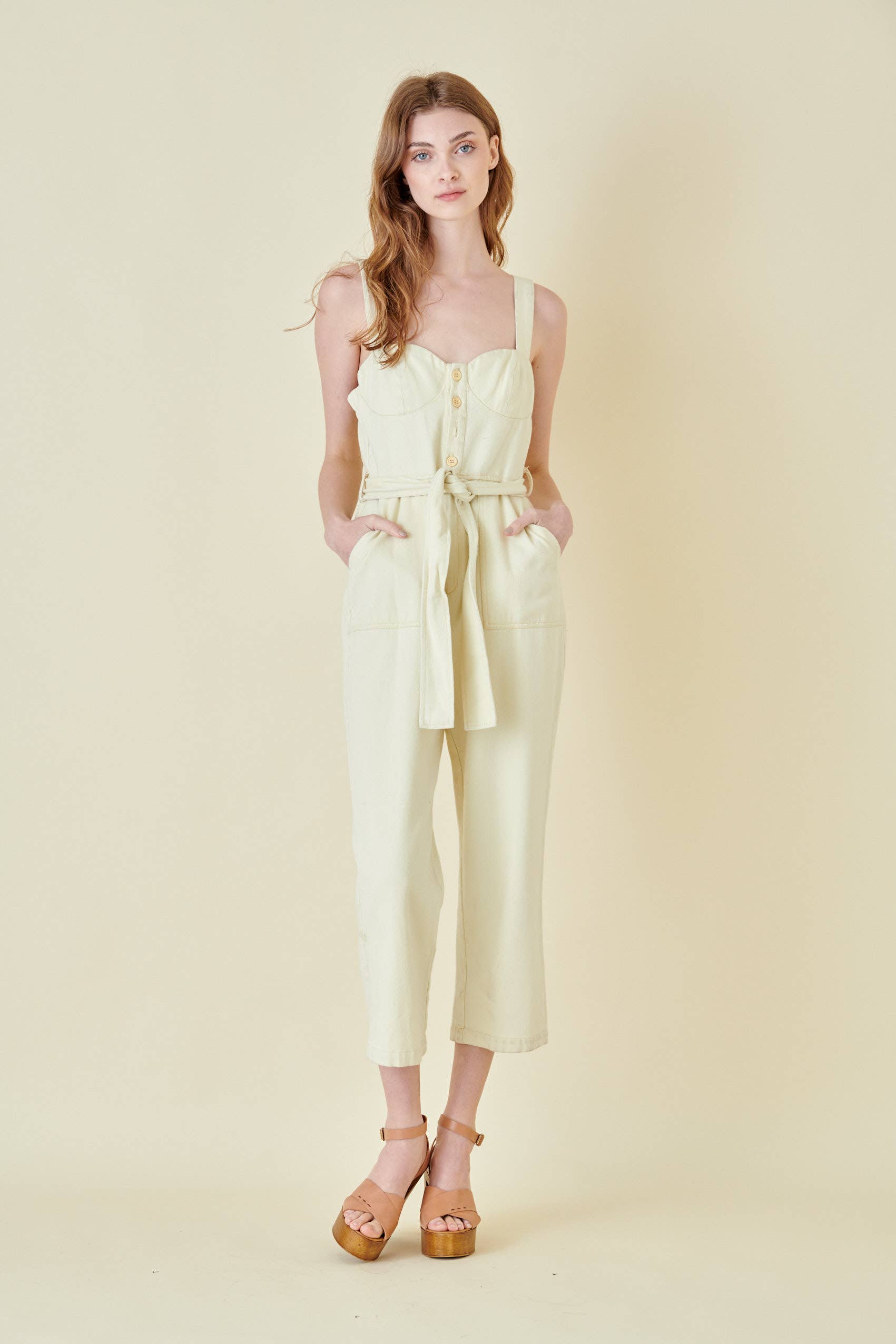 Fore Collection – Engroshandel Jumpsuit - Dame – Bustier Jumpsuit med knapper - PI46932