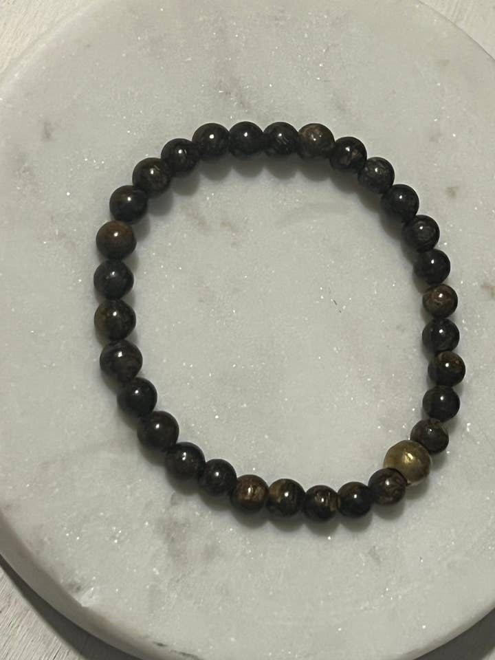 Bracelet empilable en bronzite de 6 mm pour la vente par Inspiration Beads