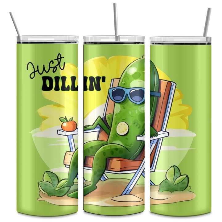 Dogwood Graphics & Design - Wholesale Insulated Mug/Tumbler - Just Dillin' - Pickles 20oz Skinny Tumbler