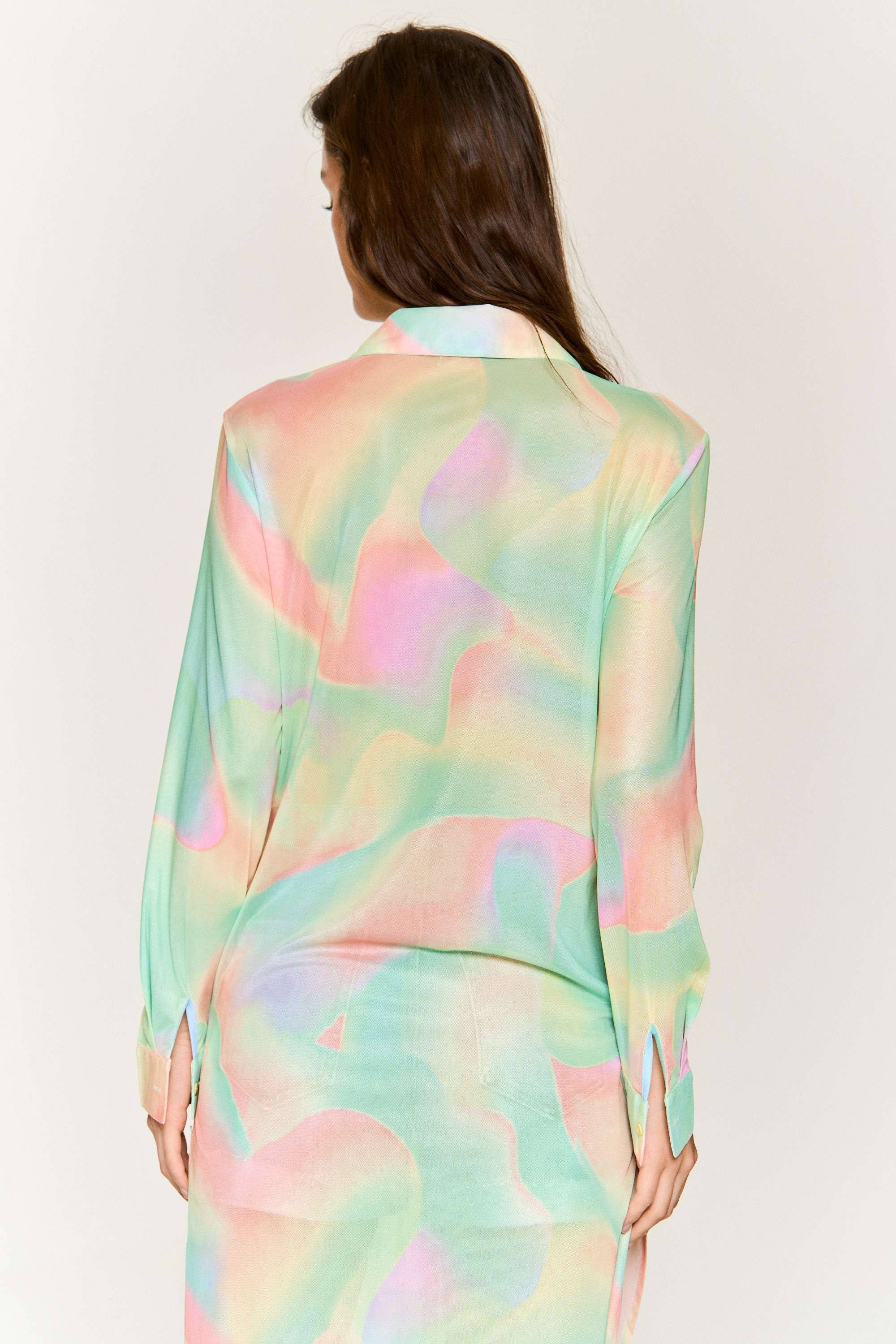 Hers & Mine - Wholesale Button Down Shirt - Women's - MESH TIE DYE BUTTON DOWN TUNIC SHIRT19