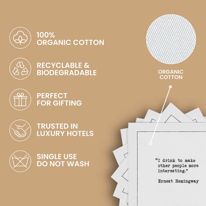 Five Star Napkins Inc. - Wholesale Disposable Napkin - Drinking Quotes II - White Cotton Cocktail Napkins x 509