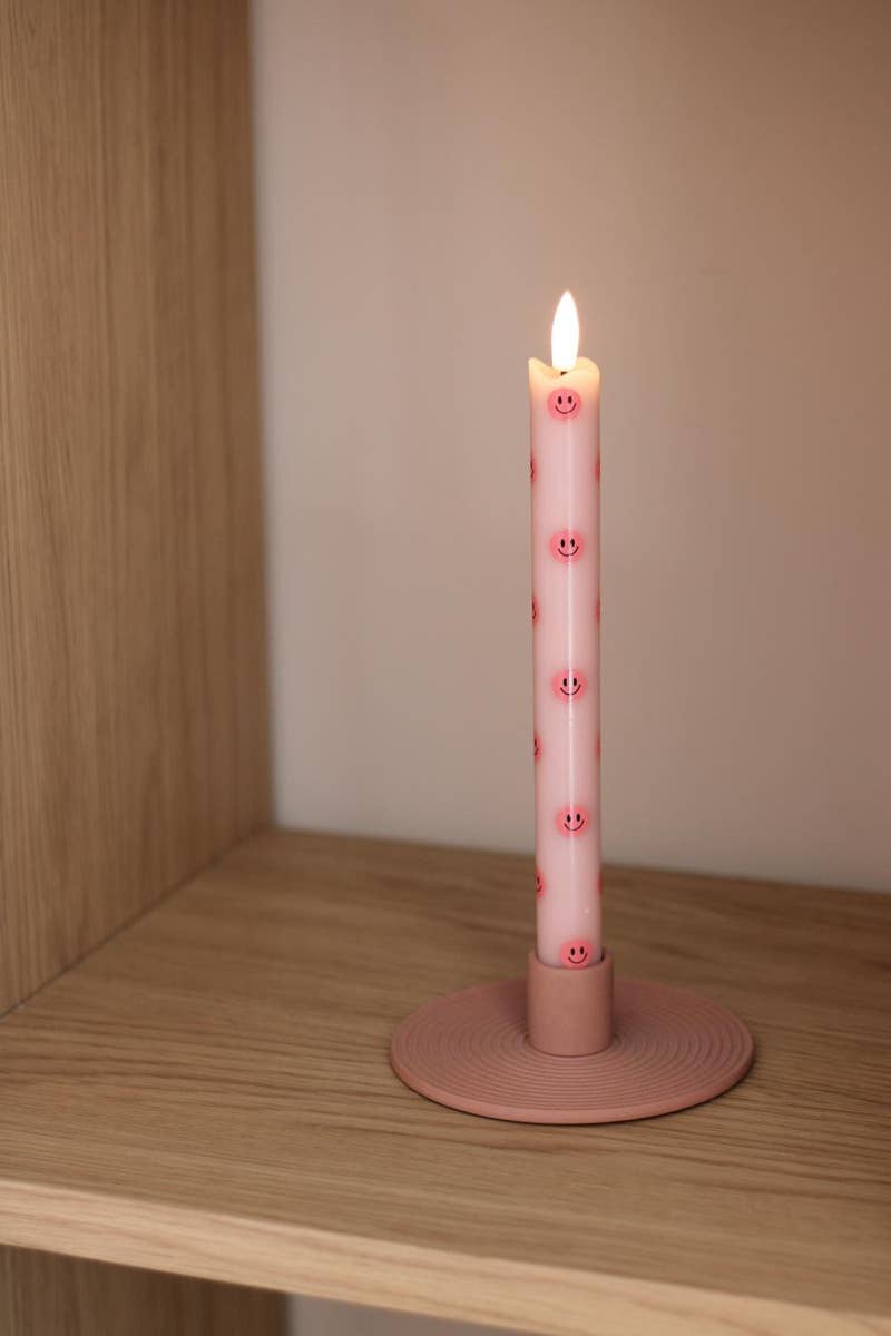 Aifcandles - Wholesale Flameless Candle - LED Pillar Candle Smiley Pink - Set of 28