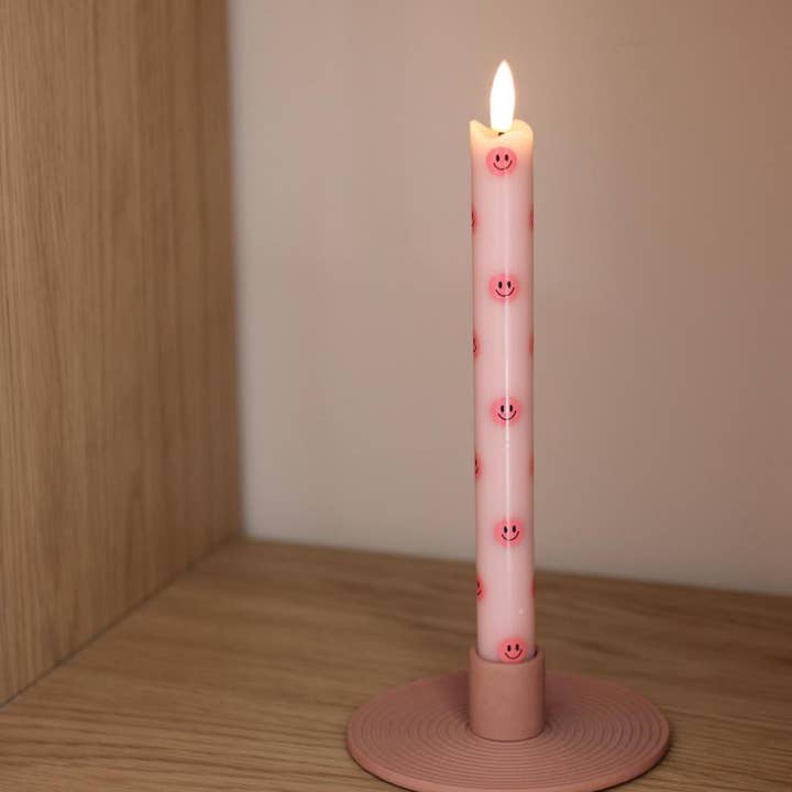 Aifcandles - Vendita all'ingrosso Candela senza fiamma - Candela a Colonna LED Smiley Rosa - Set di 28