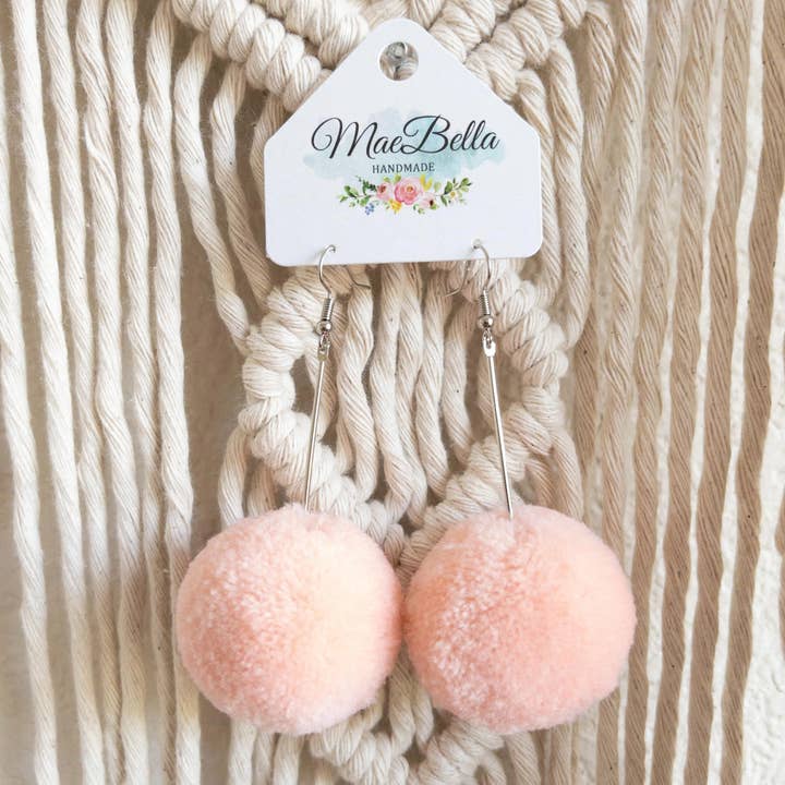 Pom Earrings Blush for wholesale by Hazel Hill ~MaeBella~