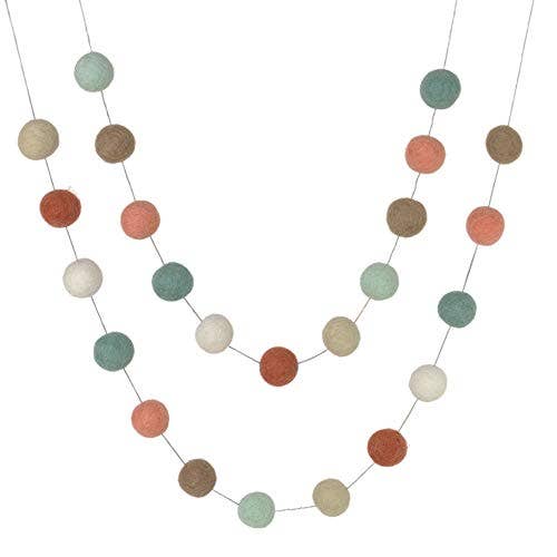 Matthew + Mae - Wholesale Bunting/Garland - Easter Spring Felt Ball Garland- Earth Tones- 100% Wool