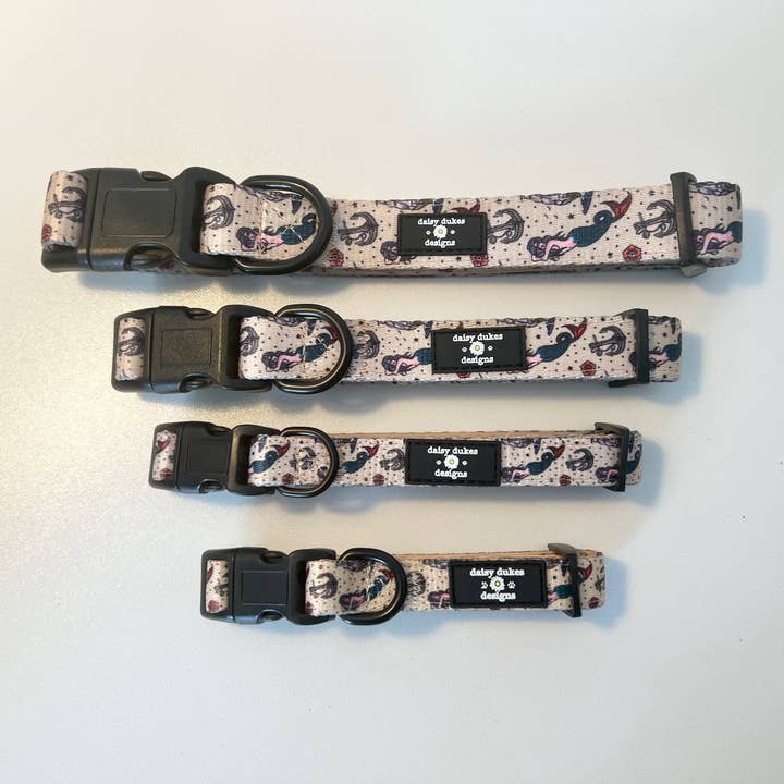 Pups Ahoy Adjustable Fabric Dog Collar for wholesale by Daisy Dukes Designs