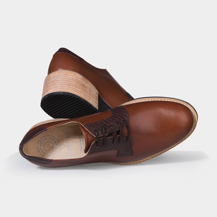 Alpha High Wedge Brogues - Camel for wholesale by subtle