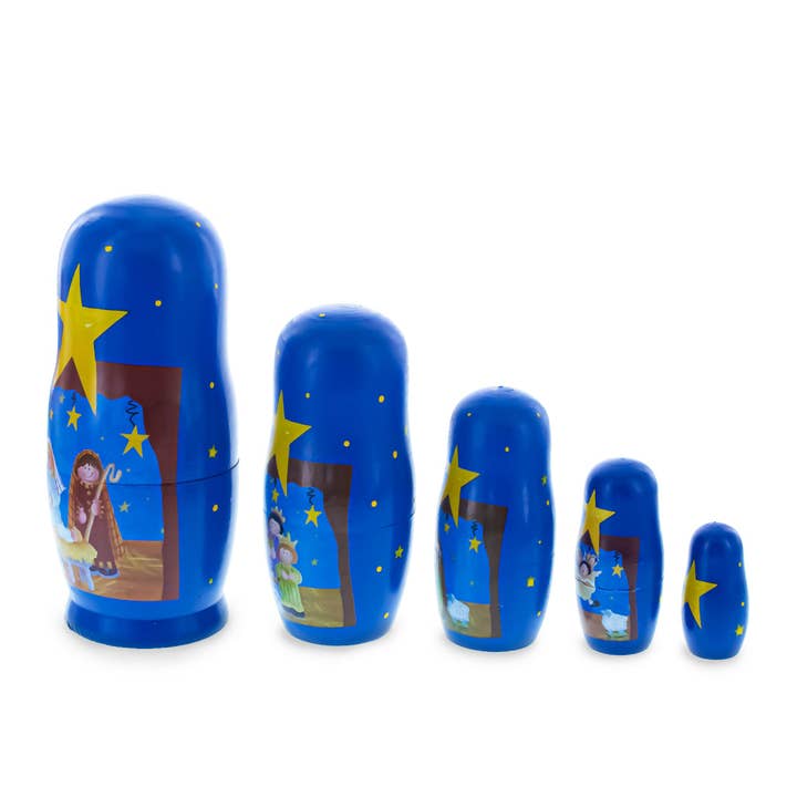 BestPysanky - Wholesale Decorative Figurine - Set of 5 Nativity Scene Set Wooden Nesting Dolls 5.75 Inches2