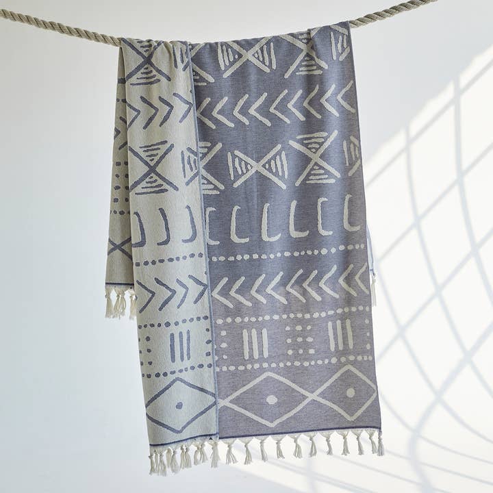 Serviettes Boho Tribales en Coton Turc Éponge Hammam Bain Plage pour la vente par Kikoya