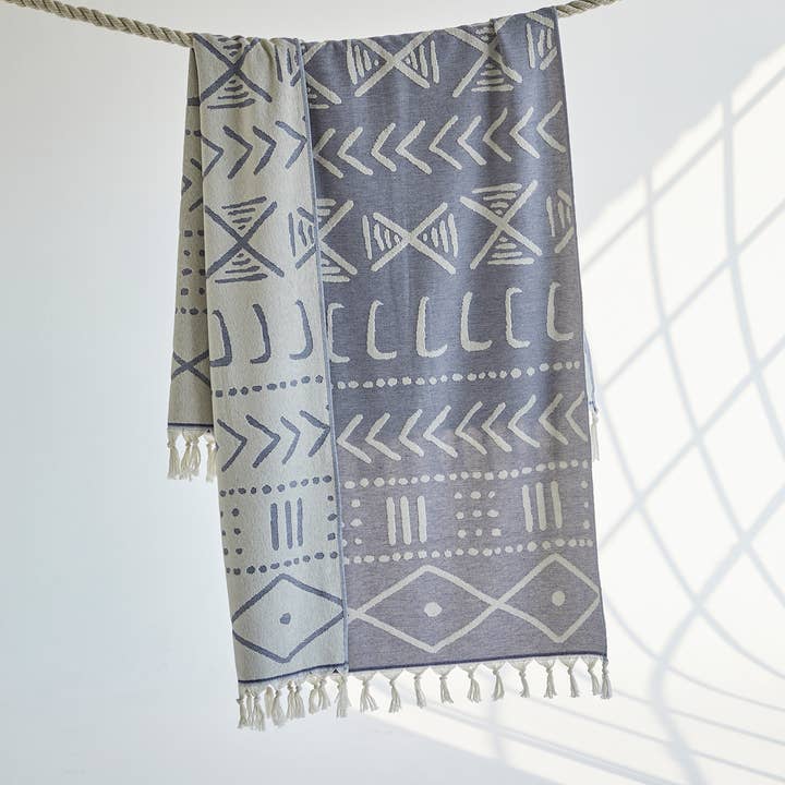 Serviettes Boho Tribales en Coton Turc Éponge Hammam Bain Plage pour la vente par Kikoya