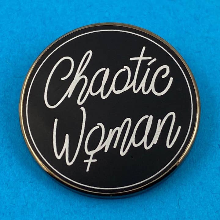 Chaotic Woman Symbol Enamel Pin for wholesale by Ridin' High Productions