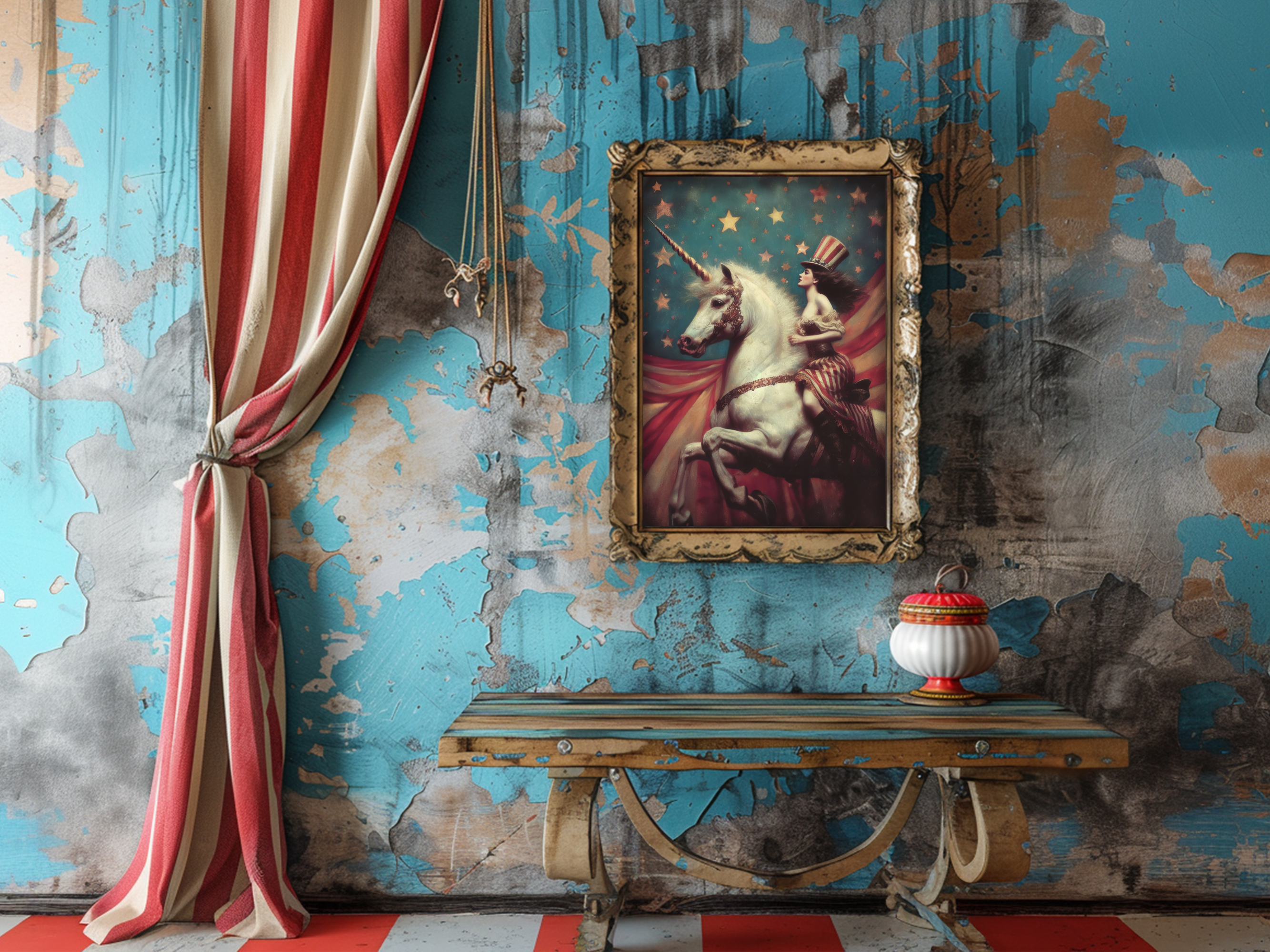 Salty Alyce – Engroshandel Kunsttryk –   Vintage Stars And Stripes Cirkusplakat Vægindretning 129RD  4