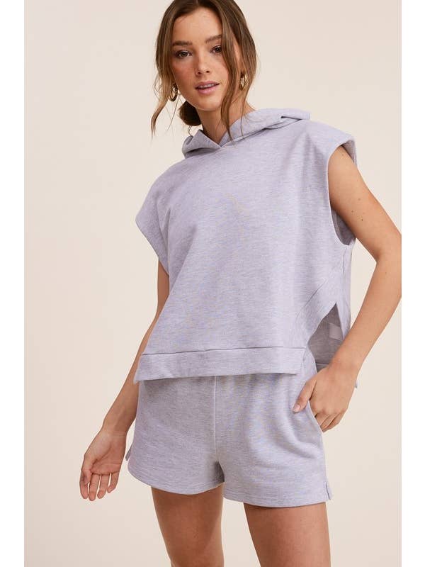 Mimosa - Wholesale Lounge Set - Women's - Padded Shoulder Hoodie Top and Shorts Matching Set4