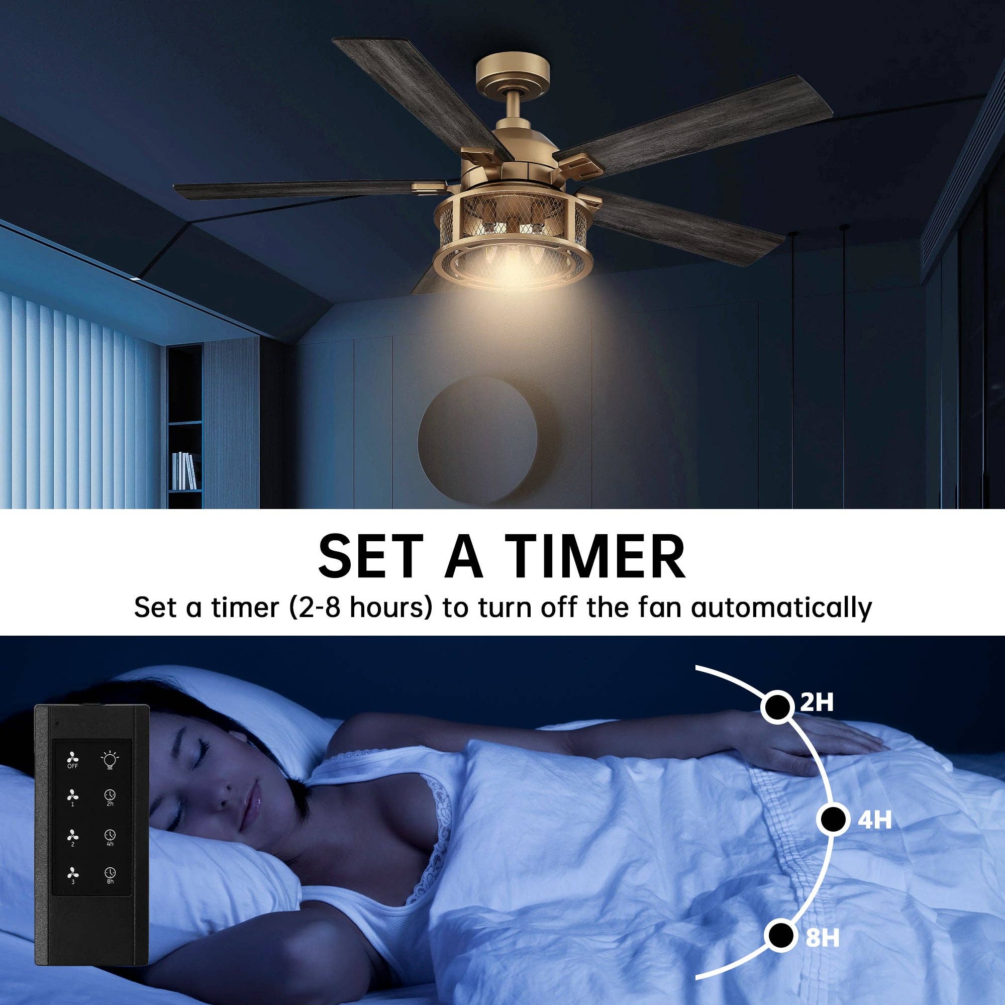 Brio Lighting - Wholesale Ceiling Fan - Ceiling Fan Farmhouse 52" Gold Reversible 5-Blade 3-Light10