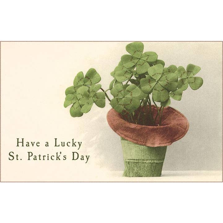 Found Image Press - Wholesale Stationery/Notecard Set - Greeting Card SP-32 St. Patricks Day, Hatful of Shamrocks