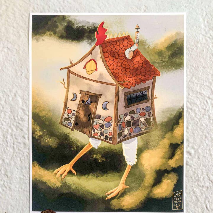 Baba Yaga Chicken-Footed Hut, Quirky Folklore Wall Art Print for wholesale by Witchbriar Cottage