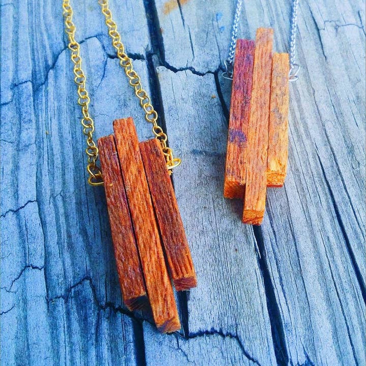 Necklace - Diffuser - Reclaimed Wood - Stainless Steel - Reclaimed Symbols - the Pillars for wholesale by Gardenia & Grit