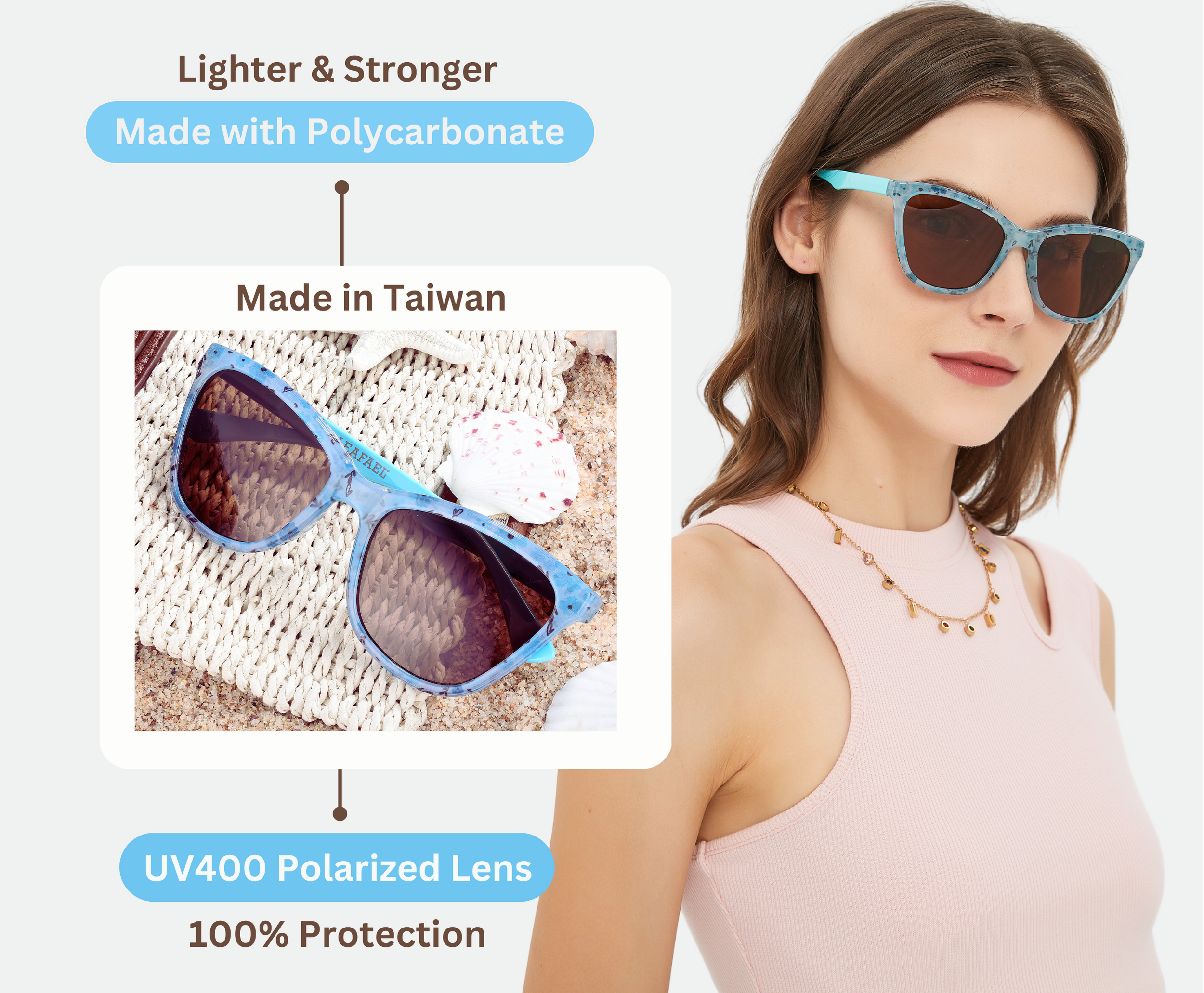 Leafael LLC - Wholesale Sunglasses - Women's - Sunglasses Womens Trendy Retro Floral Design | Polarized Lens UV400 Protection | Classic Cat Eye Frame | Casual & Active Wear9