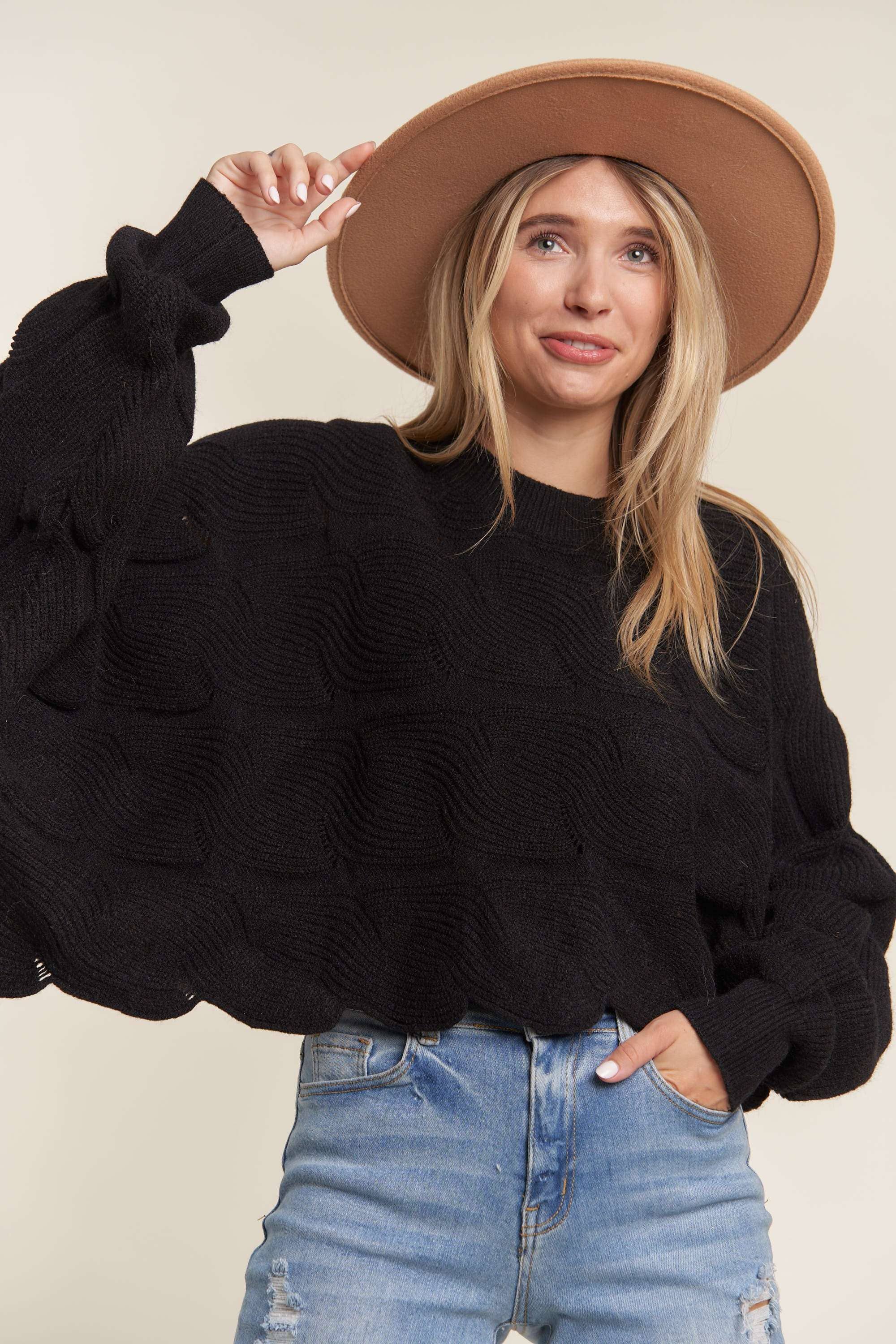 Madelyn – wholesale Pullovertröja - Dam – LESW3443-TRÖJA I LÖS PASSFORM MED KAMMUSSLINGSFÅLL11