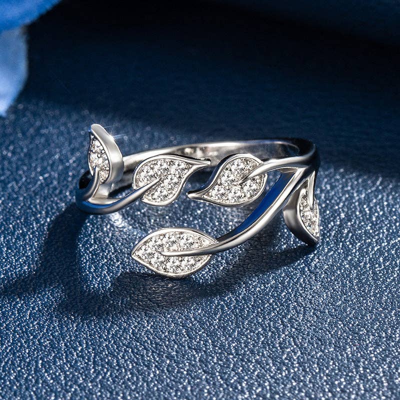 Perimade & Co. LLC - Wholesale Multi-Stone Ring - Olive Tree Leaf Branch Stacking Bypass Ring in Solid Copper