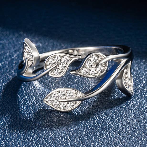 Perimade & Co. LLC - Wholesale Multi-Stone Ring - Olive Tree Leaf Branch Stacking Bypass Ring in Solid Copper0