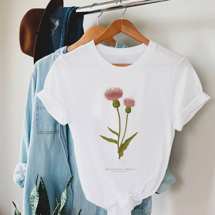 Maglietta Thistle Botanical - Donna per la vendita all'ingrosso da parte di Britain Illustrated
