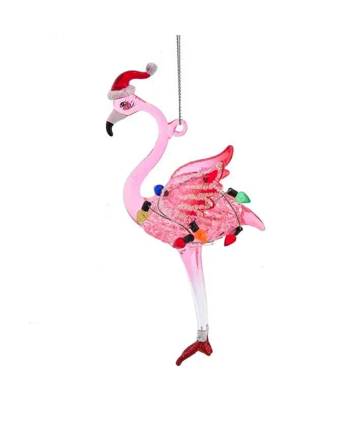 Kurt S. Adler, Inc. - Wholesale String Lights - 5.5" Glass Flamingo+String Lights Ornament0