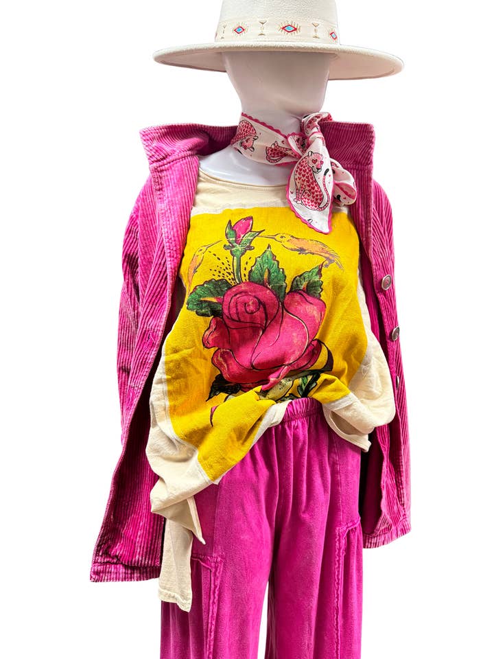 Tee with Colorful Patchwork Rose Print for wholesale by LeParisPetit by I Love Linen