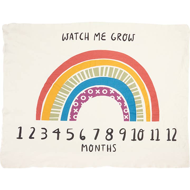 Watch Me Grow Rainbow Milestone Blanket for wholesale by Primitives by Kathy