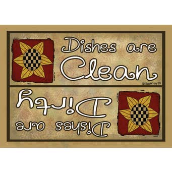 Clean Dirty Dishes (zonnebloem) houten koelkastmagneten voor wholesale door SJT Enterprises, Inc.
