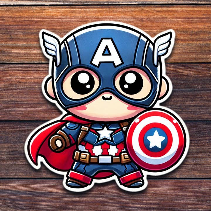 Kawaii Captain America Hero - Wholesale Die Cut Sticker for wholesale by ADH Stickers