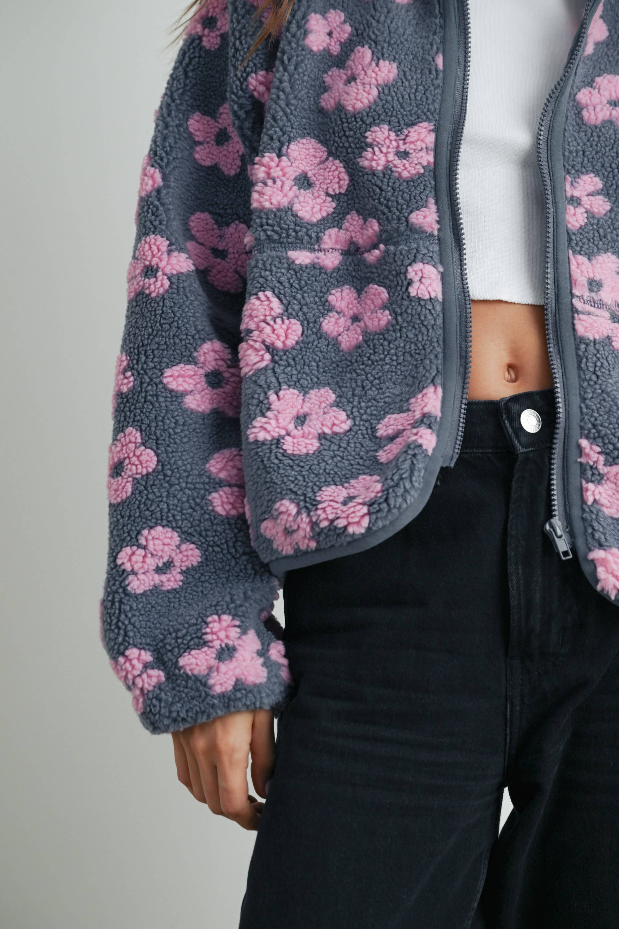 BUTTERMELON - Wholesale Fleece - Women's - Fall Daisy Flower Pattern Fleece Sherpa - BMJ700812