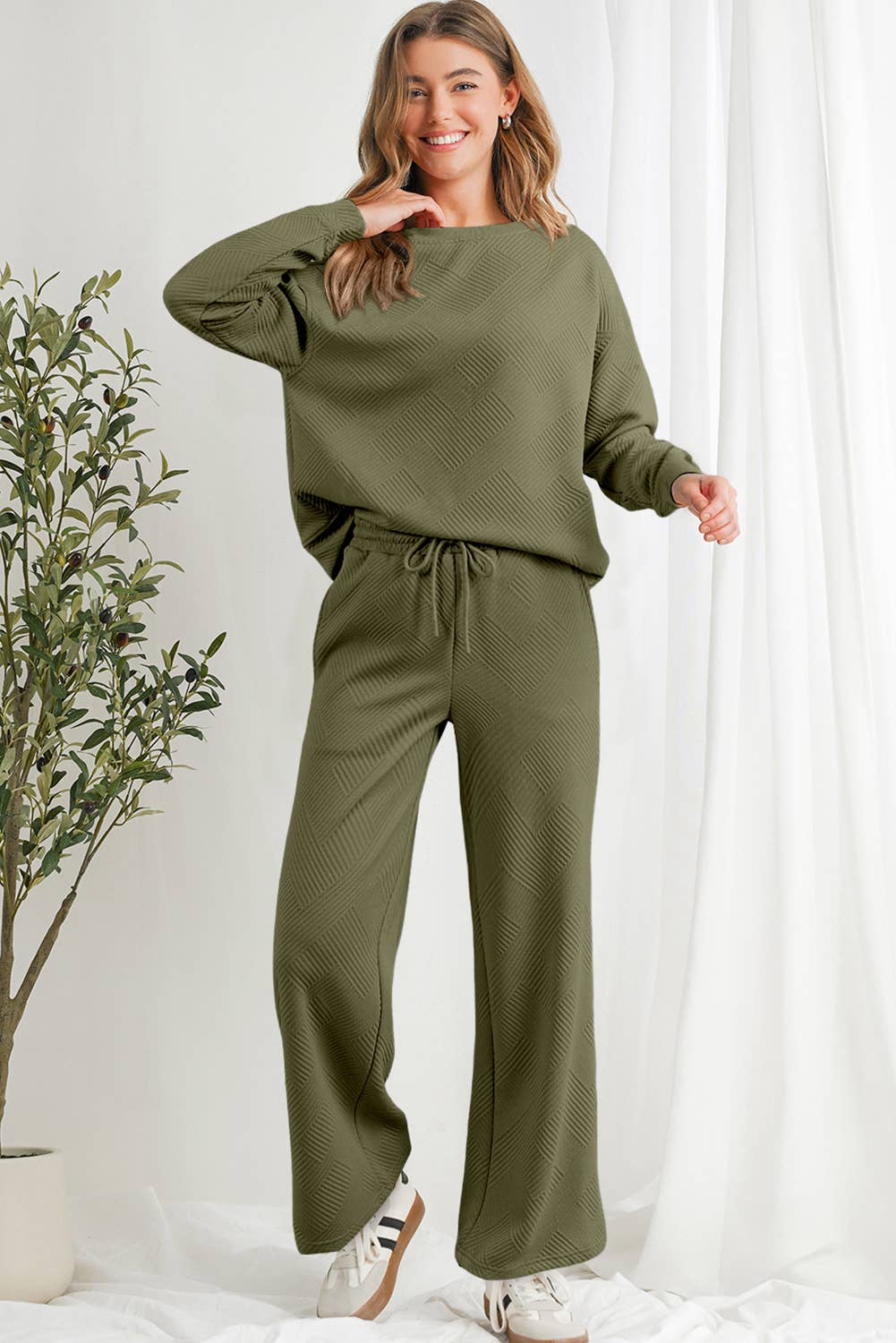 Aapparella - Vente Ensemble de vêtements d'intérieur – femme - Ensembles de pantalons de pyjama texturés et confortables multicolores | S-2XL31