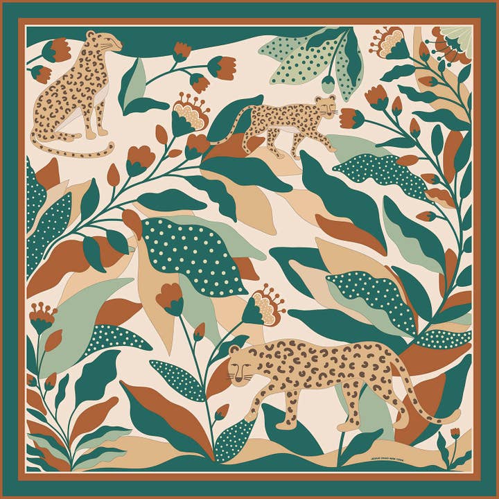 Double Sided Silk Scarf Of Green Wonderland for wholesale by Jessie Zhao New York