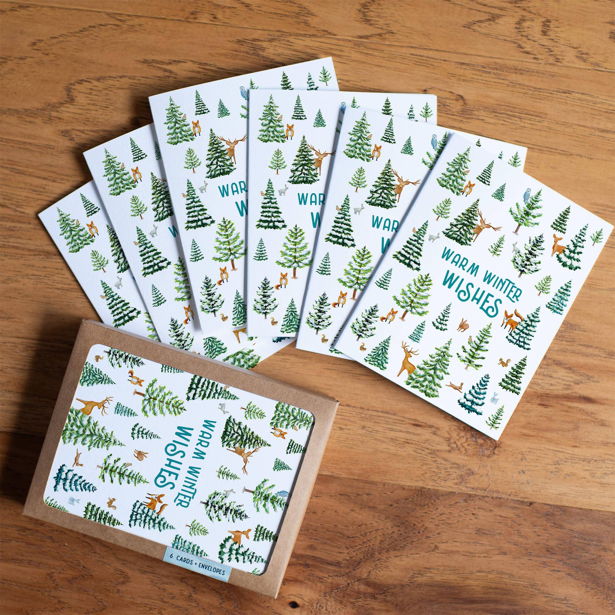 Watercolor Wednesday – Engroshandel Julekort – Skovferiekort | Søde varme vinterønsker skovkort3