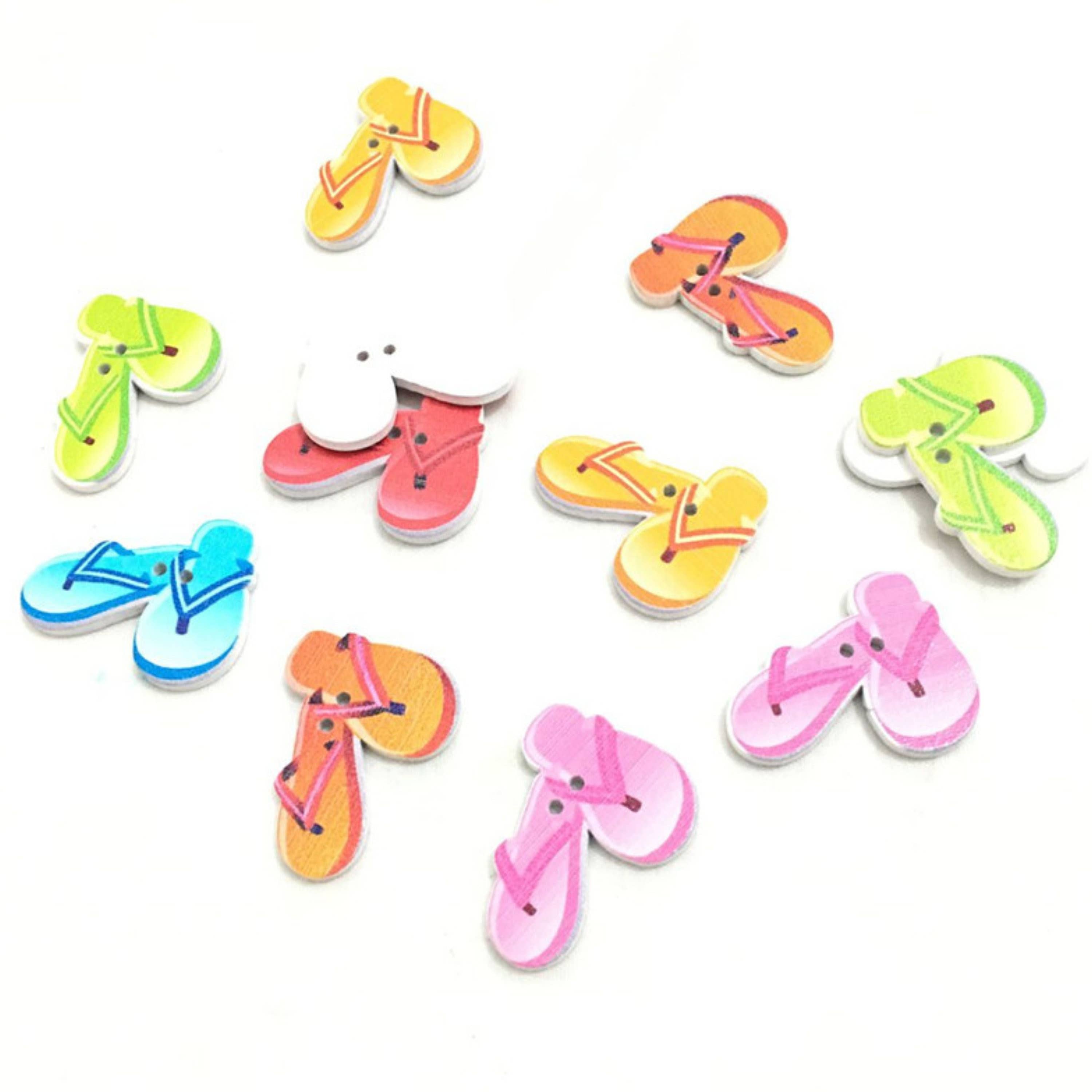 Magnifique Hearts – Großhandel Knopf/Druckknopf zum Annähen – Mischung aus bunten Flipflop-Knöpfen aus Holz, 1,25 Zoll, zum Basteln, Nähen, Strandknöpfe, Vintage-Stil, bemalte Knöpfe, Bastelbedarf, Heimwerken0