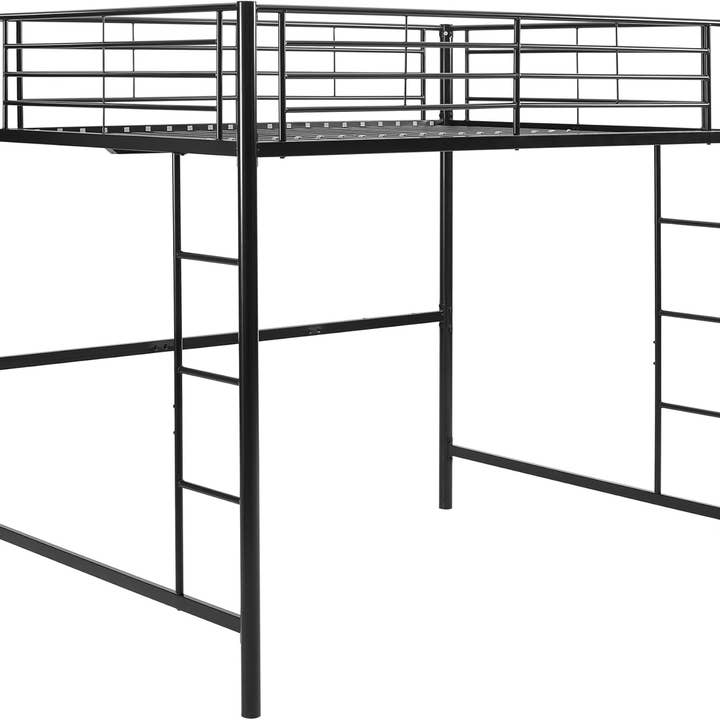 Black Timothee Urban Industrial Metal Double Loft Bunk Bed for wholesale on Faire