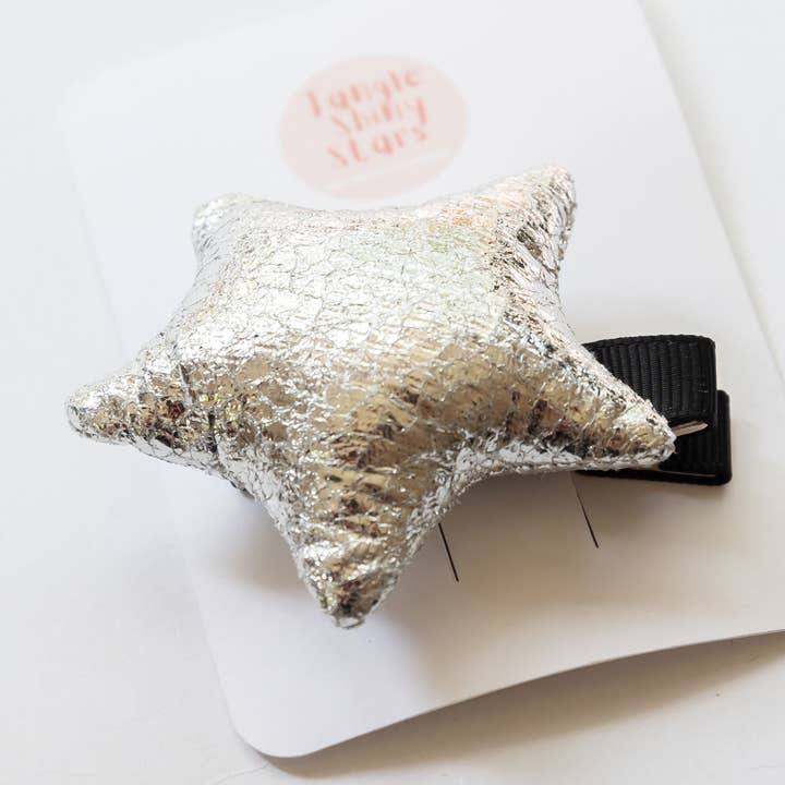 Haarspange mit metallischem Stern | Silber für den Großhandel von Tangle Shiny Stars