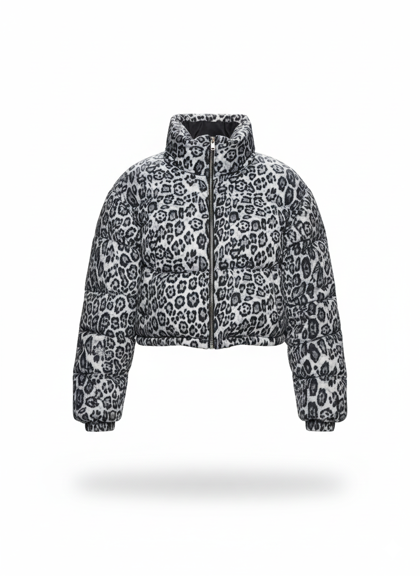 CCIC New York - Venta al por mayor Chaqueta - Mujer - Chaqueta Acolchada de Leopardo con Cuello Alto Recortado8