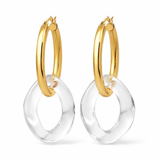 Curb Link Polished Hoops in Clear for wholesale by Gold & Honey