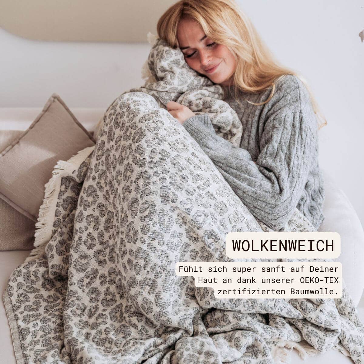 VAYVA - Vente Plaids - Couverture 100% coton | Jeté de canapé | Plaid Leo1